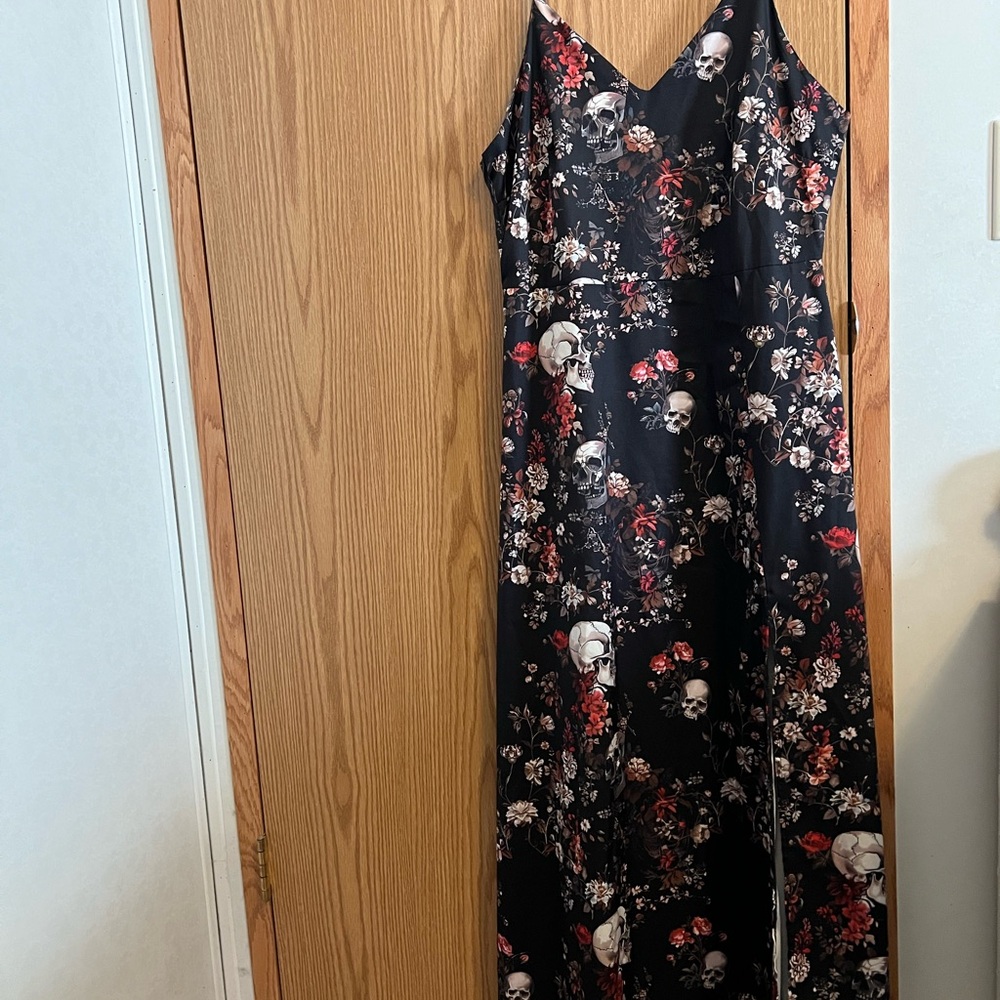 Floral Skull Print Maxi Dress